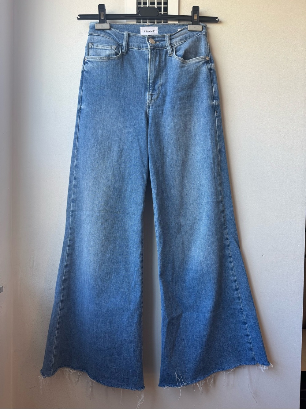 Frame Denim Wide Leg Flare Jeans in Medium Blue